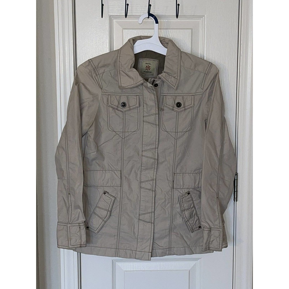 Women’s Royal Robbins Jacket Size‎ XS Safari Khaki Full Zip W/snaps w/5 Pockets